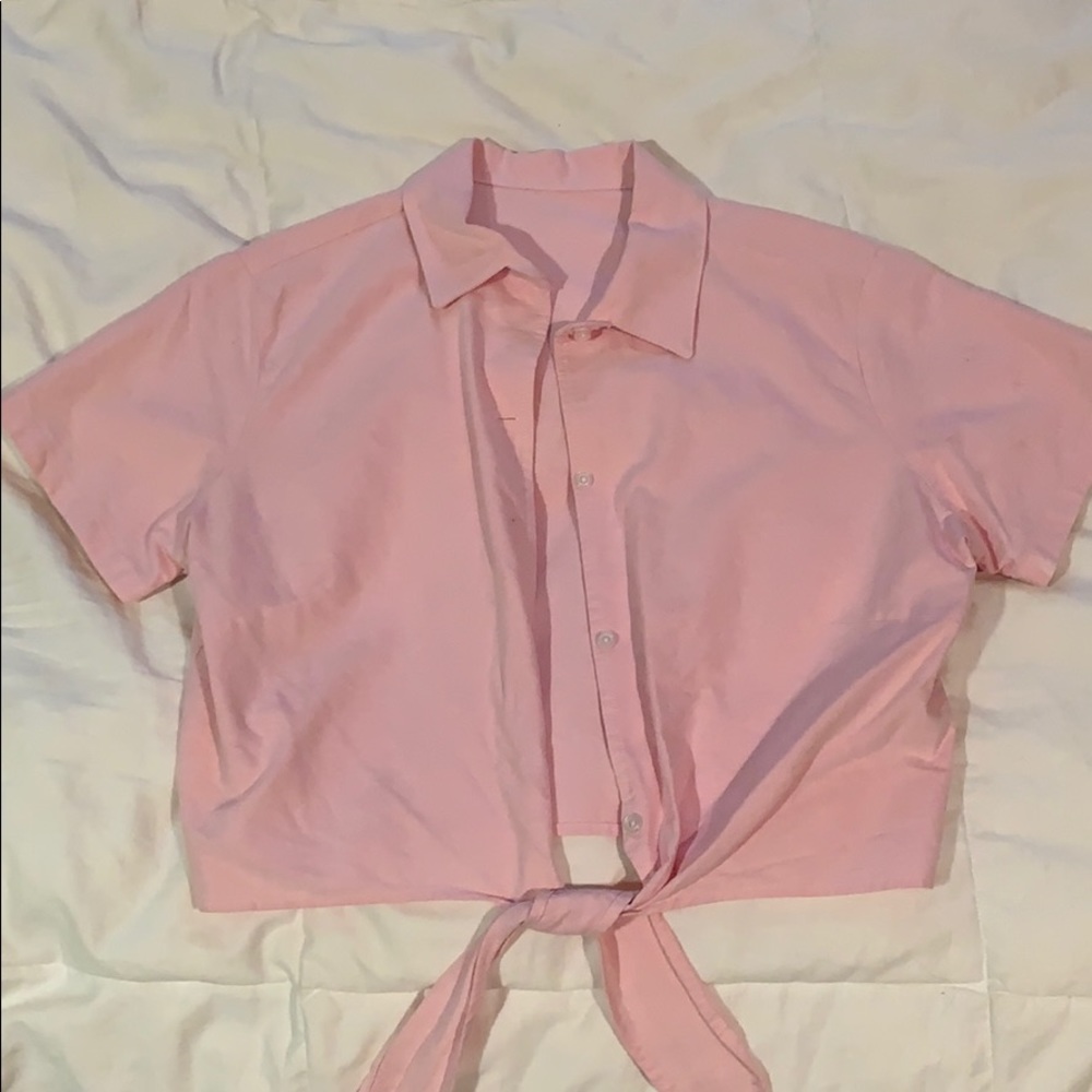 Pink tie up shirt from American Apparel